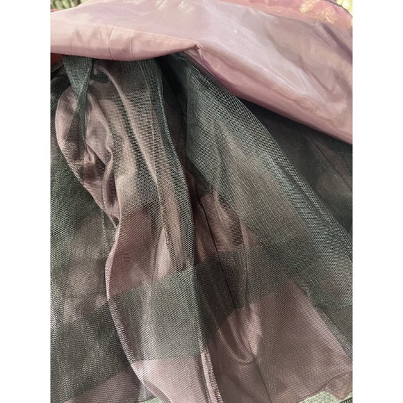 Dear Moon Formal Dress Sz 3 Burgundy Metallic Gold Floral Print Maxi V-Neck - Picture 8 of 10